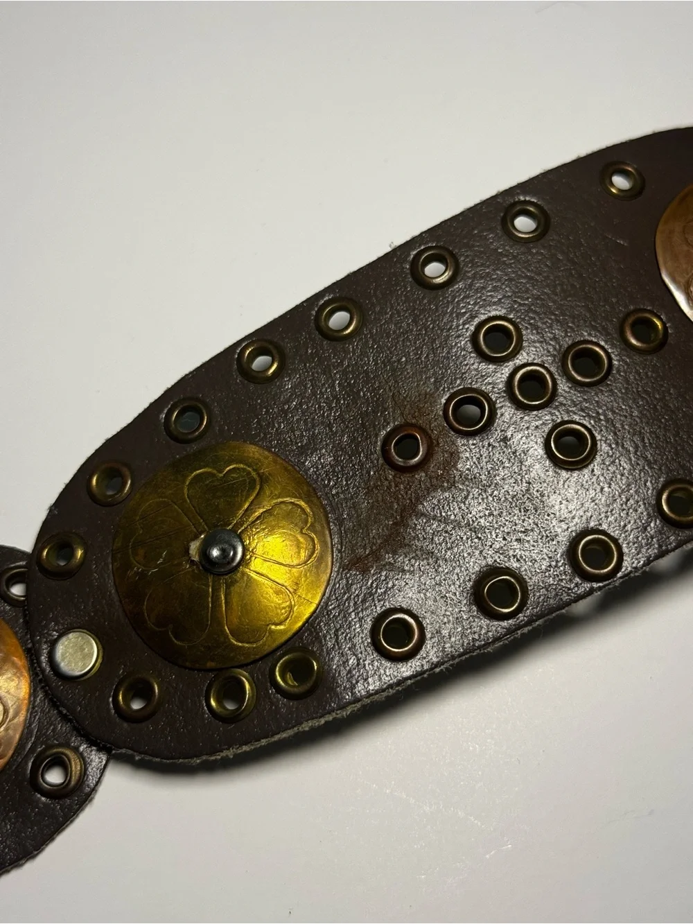 Brown Faux Leather Belt with Brass Hardware